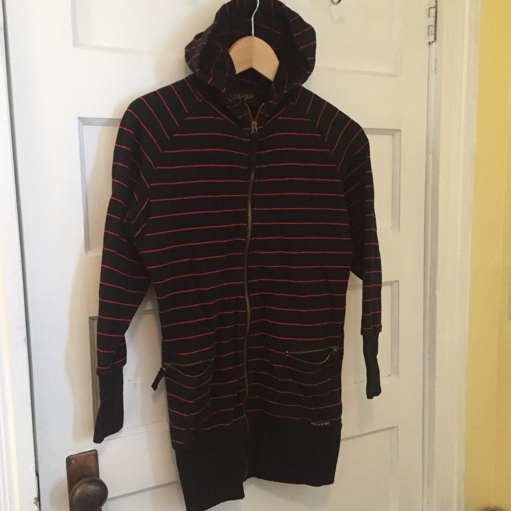 Finger in The Nose red & black striped hoodie - size XS